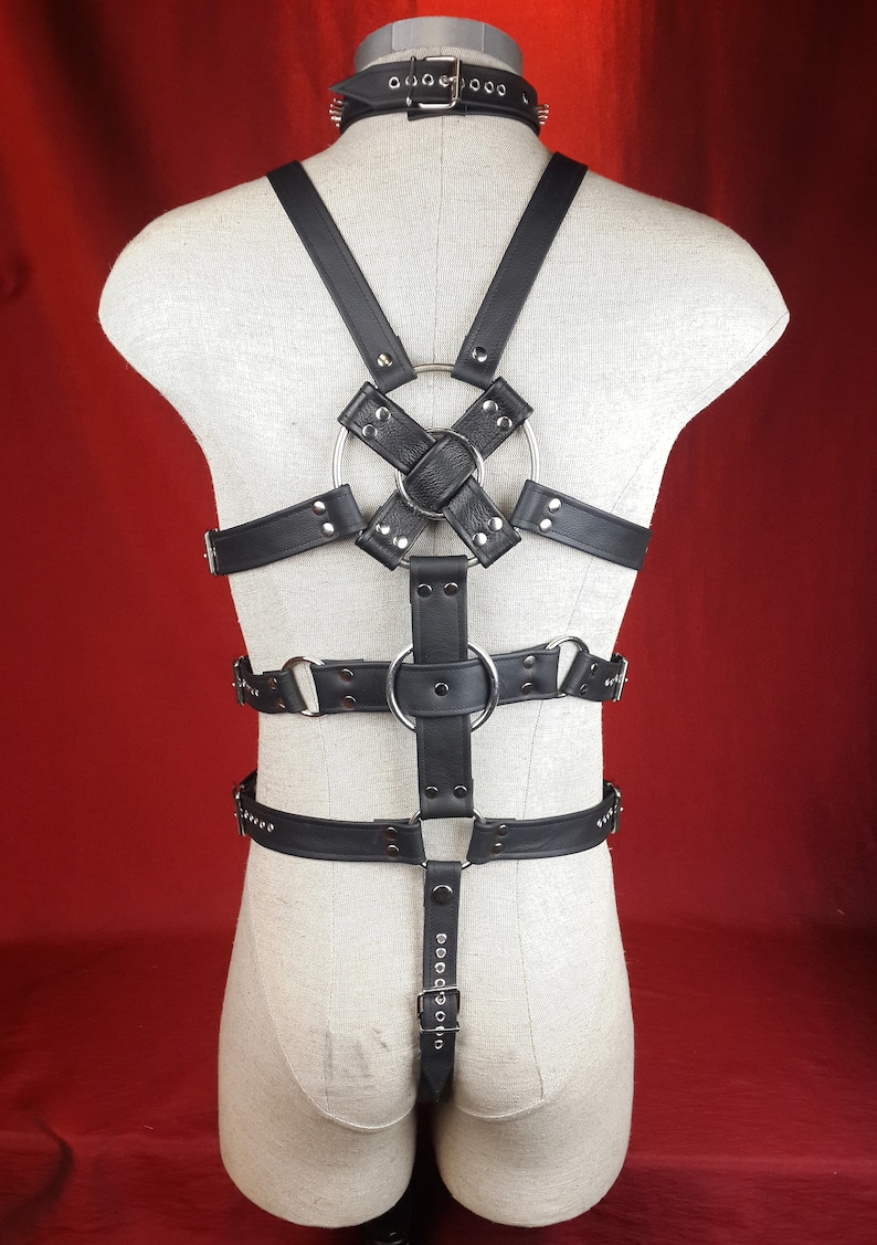 Male Full Body Harness in Fine Black Sewn Leather With Cock - Etsy UK