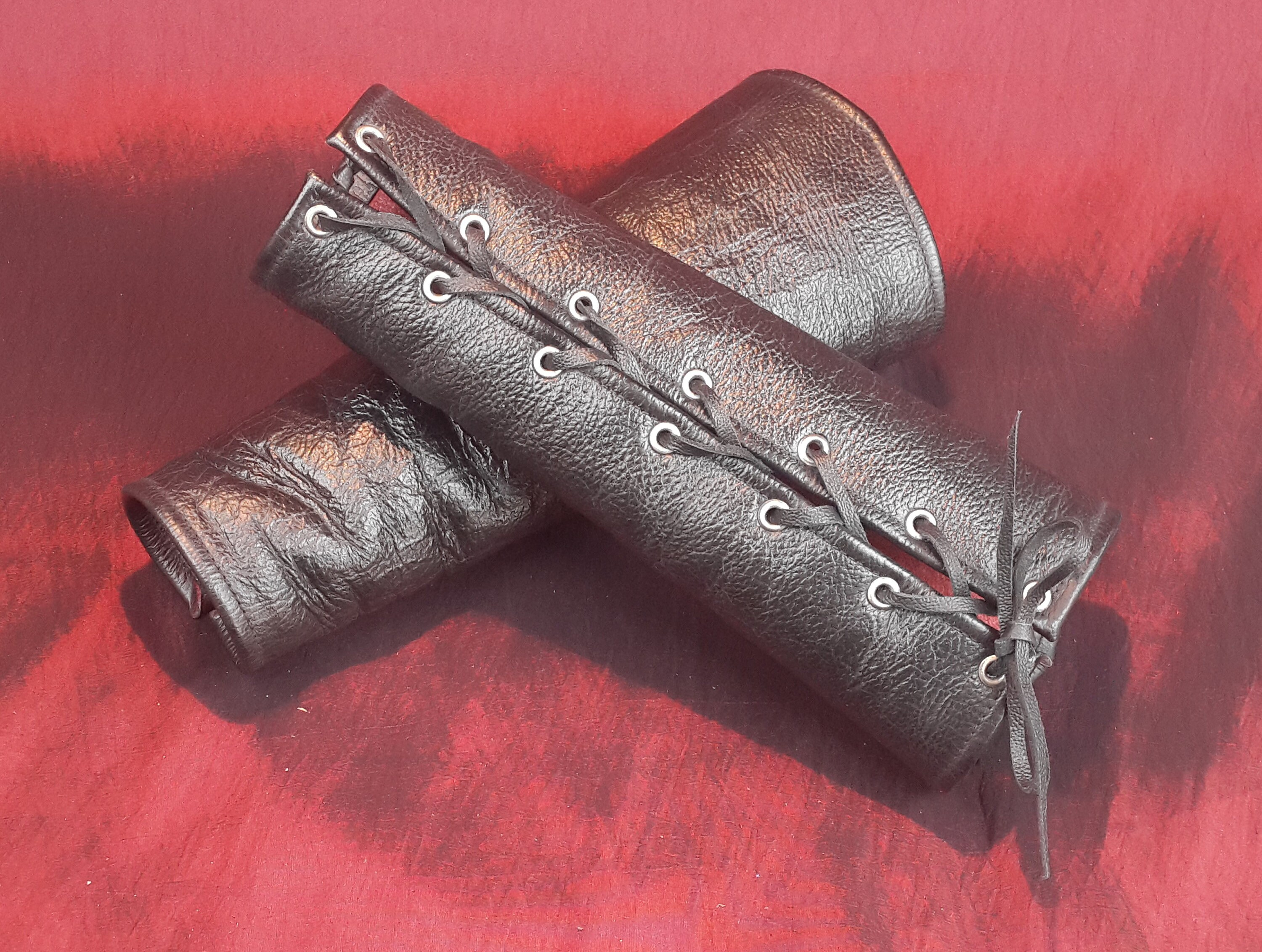 Full Leather Arm Gauntlets Set With Rear Leather Laces or Etsy