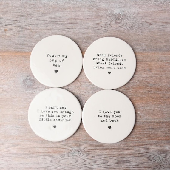 Sentimental Ceramic Coaster: Love You to the Moon and Back Youre my cup of tea