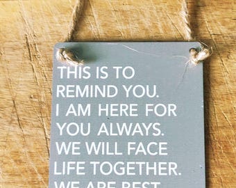 Friends Forever Metal Sign - Sentiment Gift with Jute Hanger