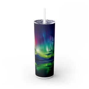 Aurora Nights Skinny Tumbler - 20oz Insulated Tumbler with Straw