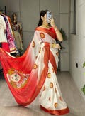 Durga Pooja Special Saree with printed blouse