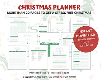 Christmas Printable Planner + OneNote version, Holiday Planner, Gift List Budget Planner, Self Care, Advent Calendar , Binder, To Do List