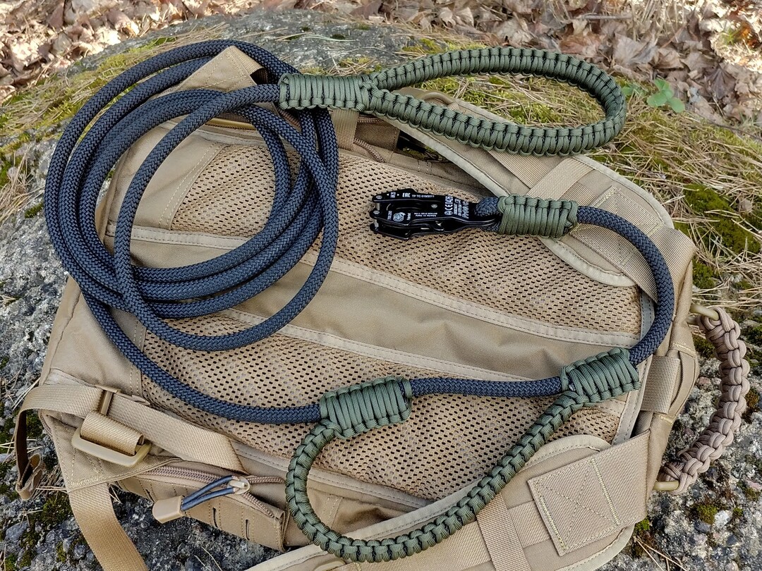 Traffic Handle Climbing Rope Dog Leash With Kong Frog Carabiner, Dual