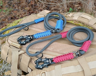 Lichtgewicht klimtouw hondenriem met draaibare kikkerclip, heavy-duty Kong Frog karabijnhaakriem, handgemaakte aangepaste paracord draaibare riem