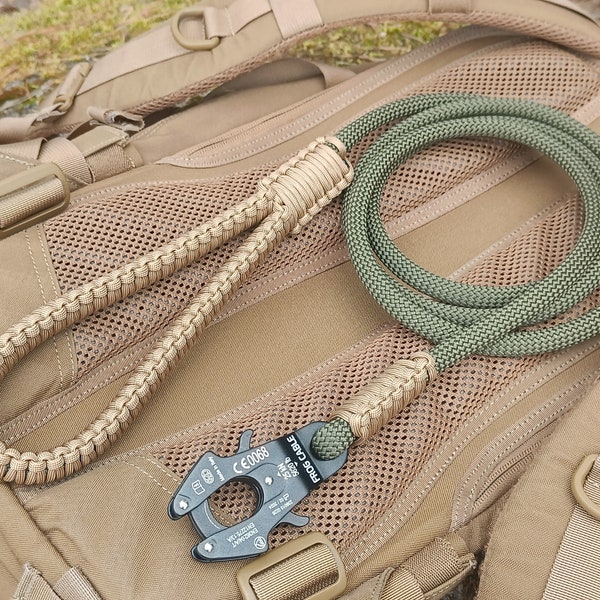 Kletterseil Hundeleine Mit Geflochtenem Paracord Griff und Custom Clip, Hundeleine aus Paracord Braid Handle mit individuellem Karabiner, Langlebige Leine