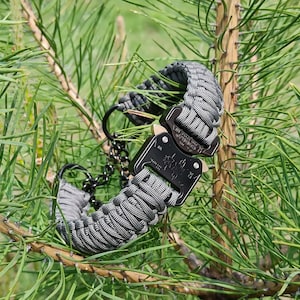 Martingale Half Check Paracord Dog Collar Quick Release Chain And Cobra Buckle Collar