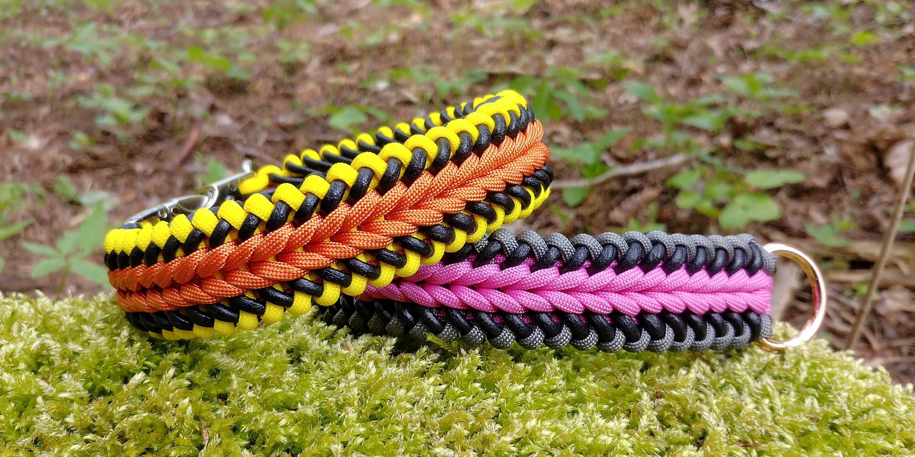 Paracord And Leather Braided Dog Collar Rolled Leather Braid Etsy