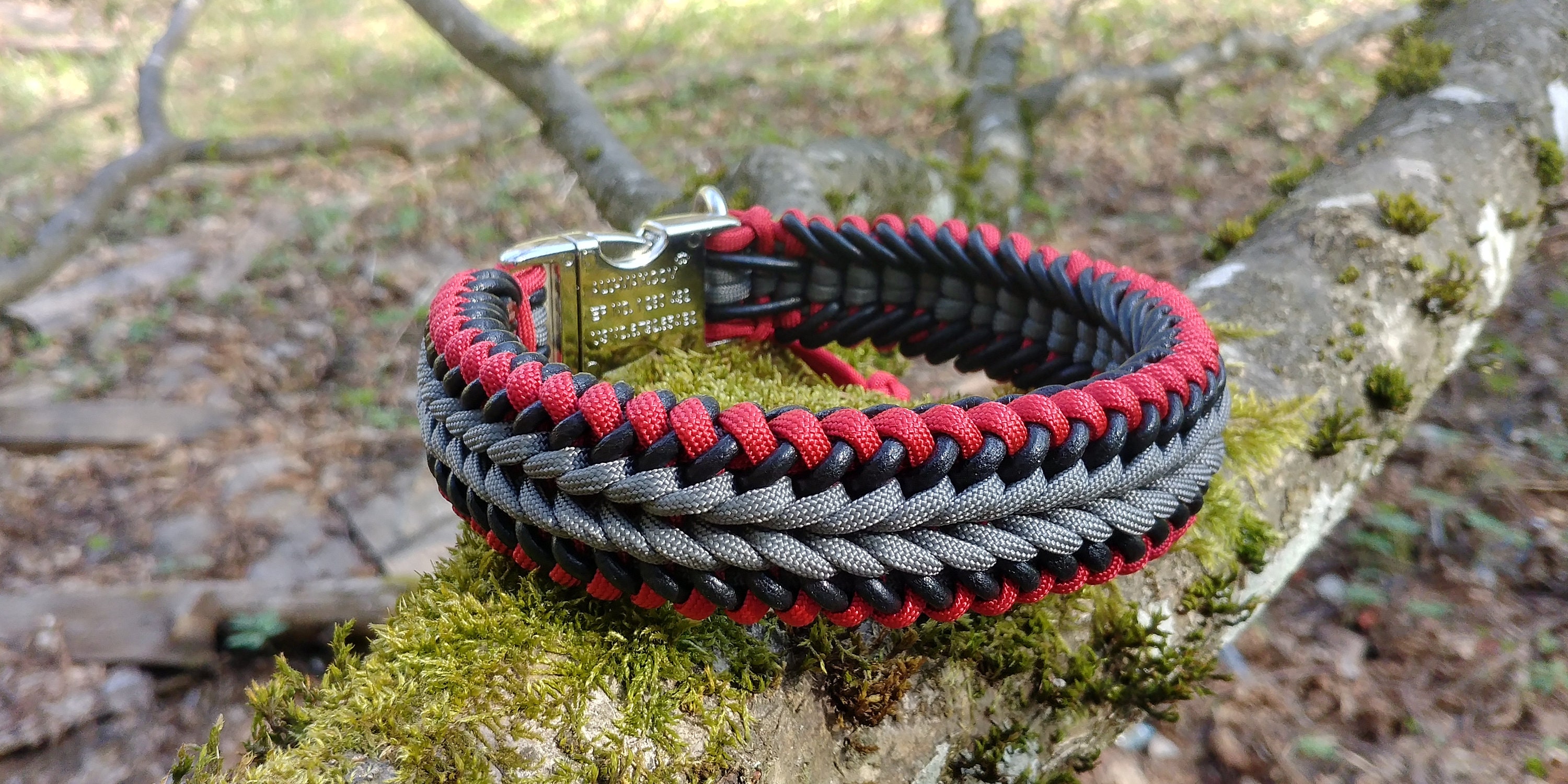Paracord And Leather Braided Dog Collar Rolled Leather Braid Etsy