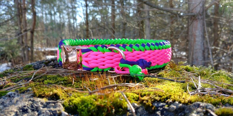 Braid Dog Collar Custom Nylon Rope Dog Collar Thick Heavy Duty Dog Collar Wide Paracord Dog Collar Woven Personalized Medium Large Dog