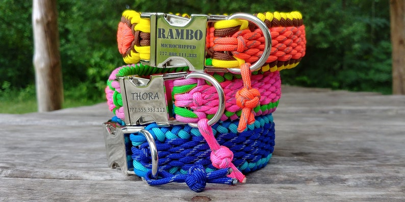 Braid Dog Collar Custom Nylon Rope Dog Collar Thick Heavy Duty Dog Collar Wide Paracord Dog Collar Woven Personalized Medium Large Dog