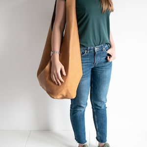 Tan BOHO Bag, Leather HIPPIE Bag, Women’s Hobo Bag, Bohemian Oversized Hippie Purse, Yellow Hippie Style ShoulderBag, Hobo Bag
