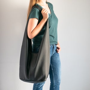 Schwarze BOHO Tasche, HIPPIE Tasche aus Leder, Damen Hobo Bag, übergroße Hippie Geldbörse, Crossbody Schulter Hobo, große Boho Slouchy Hobo Tasche