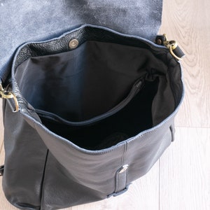 Schwarze Weekender Tasche, Oversize Rucksack Geldbörse, große schwarze Leder Cabrio Geldbörse, große Schultertasche, Leder Reisetasche, Carryall Tasche Bild 10