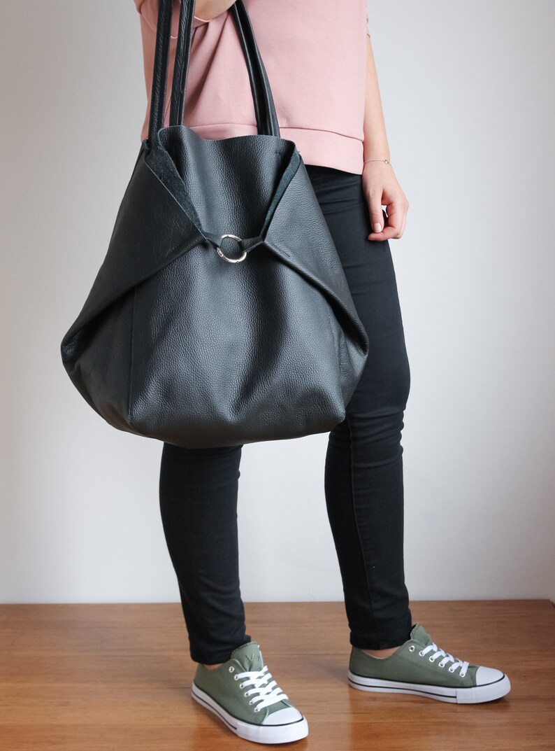 BLACK OVERSIZE SHOPPER Bag Shopping Bag Large Tote Black Etsy