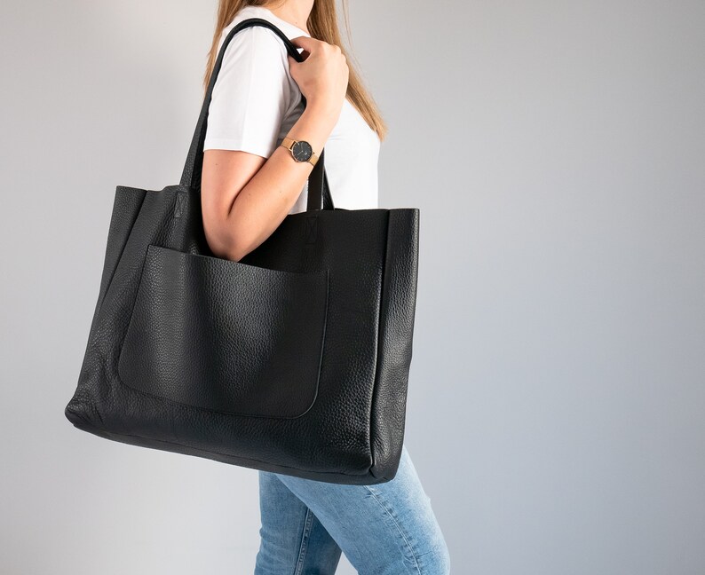 BIG SHOULDER BAG Oversized Leather Bag Large Leather Tote Etsy Canada