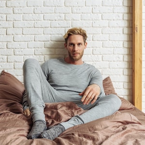 Thermal underwear mens base layer lounge wear set: mens undershirt + underpants, merino base layer long underwear, thermal wear, long johns