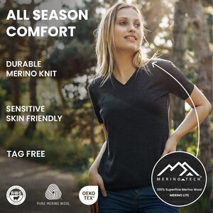 Lightweight Merino wool shirts: base layer top, undershirt, ladies casual shirt, gymwear, hiking clothes immagine 4