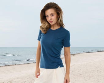 Merino wool top, ladies summer shirts, base layer tops, active shirt, running gear, undershirt