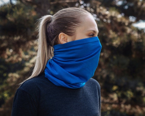 Organic Neck Warmer & Face Mask | Merino Wool Scarf Unisex | Wool Gaiter, Headband, Lightweight Hair Wrap, Natural Beanie, Face Covering