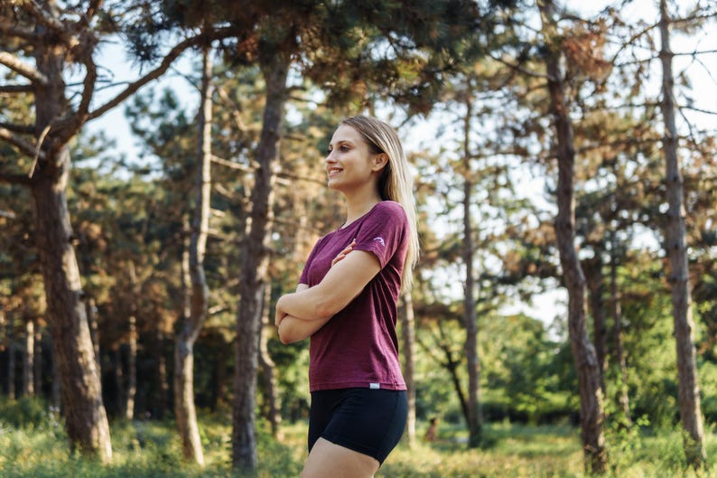 Merino Wool T-Shirt Womens Base Layer Thermal Underwear Merino wool tshirt, running top ladies gym wear merino tshirt image 4