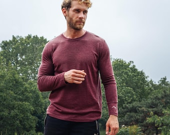 Merino wool shirt for men, thermal long sleeve merino shirt, sweatshirt, hiking clothes, thermals