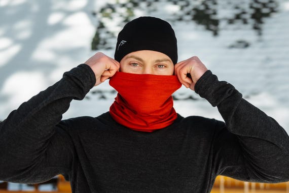 Merino wool scarf, warm neck cover, unisex gaiter face mask, masking balaclava, headband, neckwear