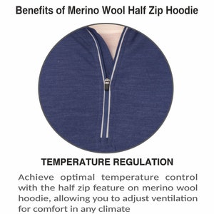 Men's Quarter 1/4 Zip Sweatshirt, Quarter Zip Pullover Sweater, Merino Wool Hoodie 190gsm, Man Hooded Top, Outdoor Men's Long Sleeve Hoodie image 7