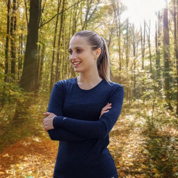 Merino wool shirt: sweartshirt merino base layer thermal shirts, gymwear for women thermal underwear, ladies running top, long sleve top
