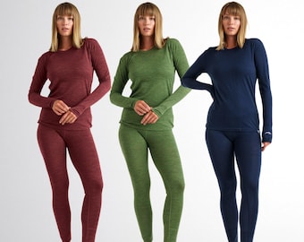 Merino wool thermal base layer set, Merino Wool Womens Lounge Set, lightweight base layer, Sweatshirt & Leggings, Merino 165 gsm