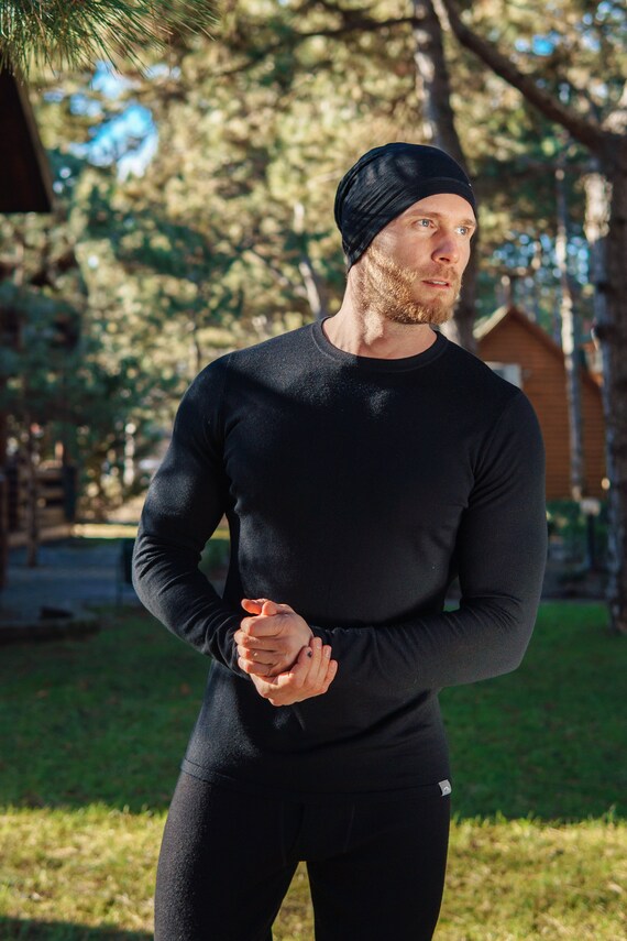 Merino Wool Sweater with Socks for Men - Thermal Long Sleeve Base Layer, Organic Crewneck Sweatshirt, Eco-Friendly Wool Clothing