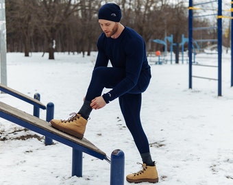 Mens Pants: Merino Wool Pants + Gift Wool Socks | 100% Merino Base Layer | Thermal Underwear, Lounge wear for Comfort & Warmth, Leggings Men