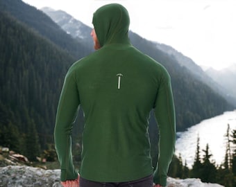 Mens hiking clothes merino base layer thermal shirts, half zip hoodie, thermal long sleeve lightweight hoodie, half zip sweatshirt, gymwear