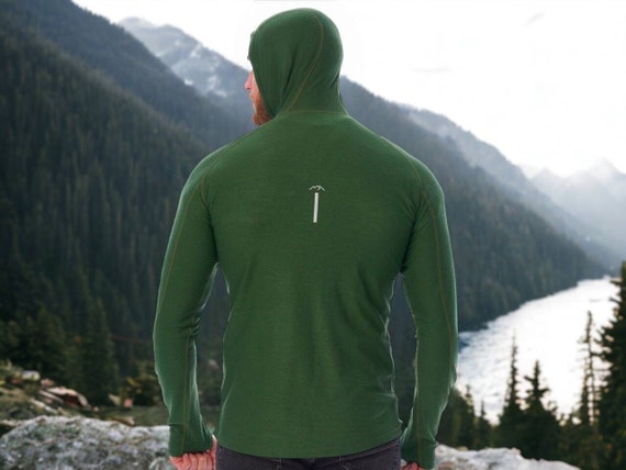 Hoodie for men, Organic Merino Wool Quarter Zip Men's Hoodie Long Sleeve, Lightweight Sweater, Hooded Sweatshirt, Merino 190gsm