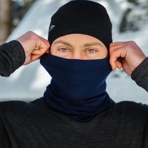Neck Warmer Unisex: multifunctional face shield facemask merino wool, running headband, ski mask, balaclava