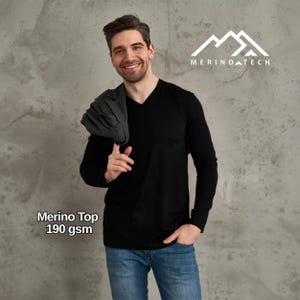 Merino pullover mens wool top base layer for men, thermal shirts, longsleeve sweatshirt, undershirt