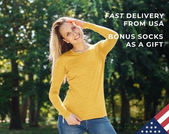 Organic Wool Long Sleeve T-shirt Women, Thermal Merino Wool Long Sleeve Top, Odor-Resistant Cosy sweatshirt, Summer Clothing for Women, Gift
