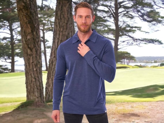 Merino Wool Polo Shirt - Long Sleeve Casual Comfort for Everyday Wear | Summer & Business Casual Style