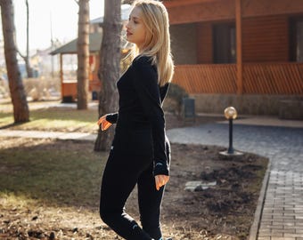 Merino wool thermal leggings, ladies jogger pants, running tights, legging for sport, ladies running gear, thermal underwear long johns