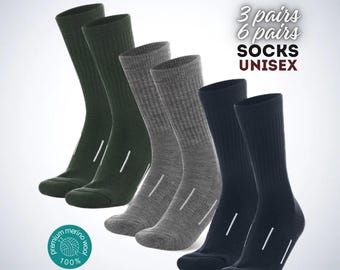 Merino wool socks unisex, breathable socks, walking socks, sports socks, durable natural wool socks
