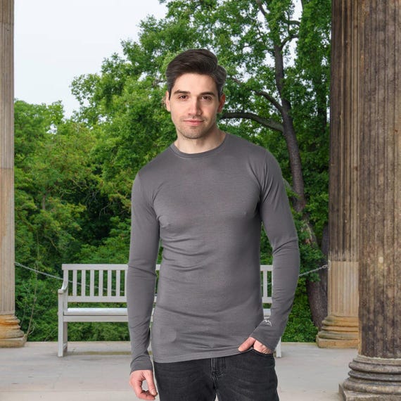 Merino base layer thermal shirts, merino wool shirt for men, thermal long sleeve merino shirt, merino wool thermal underwear mens wool shirt