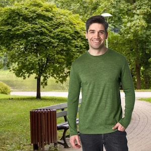 Merino wool shirt: men's base layer merino shirt, merino wool t shirt thermal long sleeve undershirt, gymwear men runner gear hiking clothes