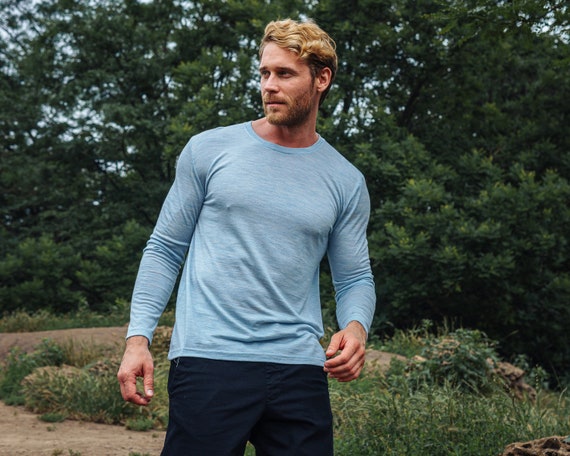 Wool Long Sleeve Shirt: Men's Merino Wool Sweatshirt, Organic Thermal Underwear & Natural Lounge Wear, Cozy Base Layer