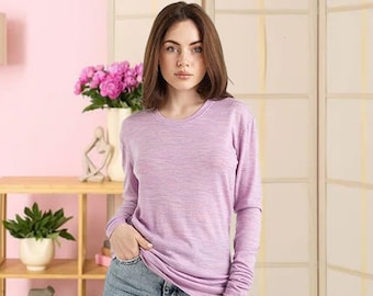 Merino wool shirt: sweartshirt merino base layer thermal shirts, gymwear for women thermal underwear, ladies running top, long sleve top