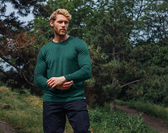 Thermal wear: thermal shirts, merino wool thermal long sleeve wool shirt, merino wool shirt base layer mens thermal tee, mens hiking clothes