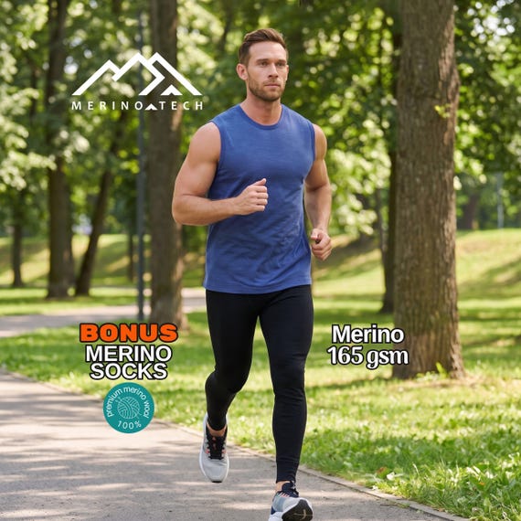 Sport leggings Merino Pants mens wool leggings base layer underwear, running clothes, gymwear, thermals