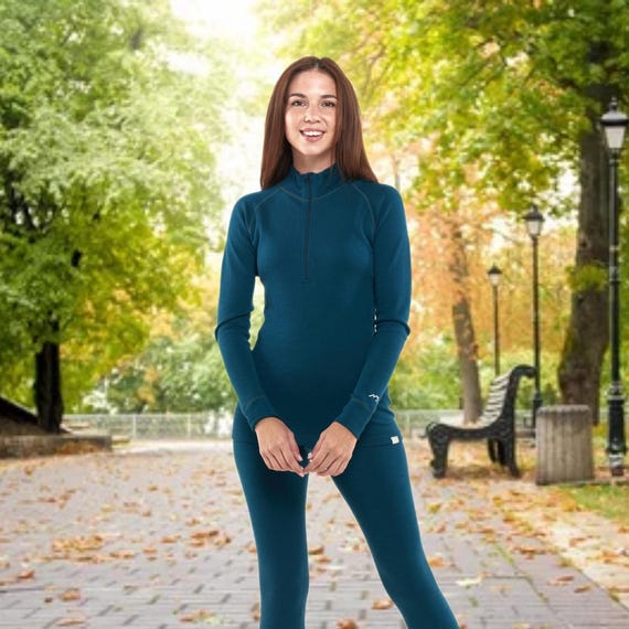 Merino wool jumper thermal long sleeve half zip sweatshirt, base layer gymwear, running gear