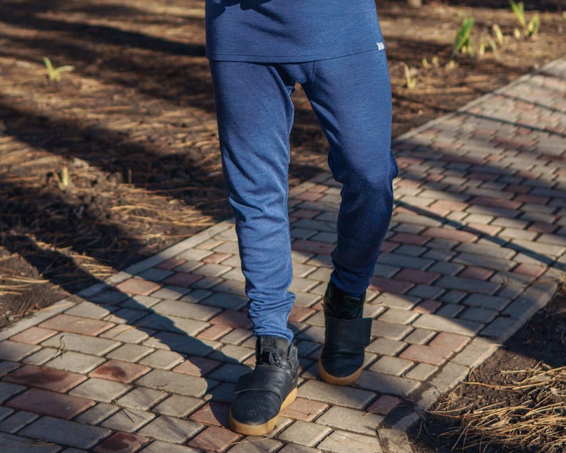 Men workout clothes: workout leggings merino wool Long Johns + Socks, Merino Base Layer Thermal Undewear Wool Mens Pants, Midweight 250 gsm image 4