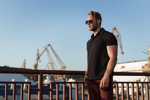 Mens Shirts - Merino polo shirt men, Eco-Friendly Polo for Men, short sleeve dress shirt men, Classic polo, Sustainable Fashion, Polo Tops