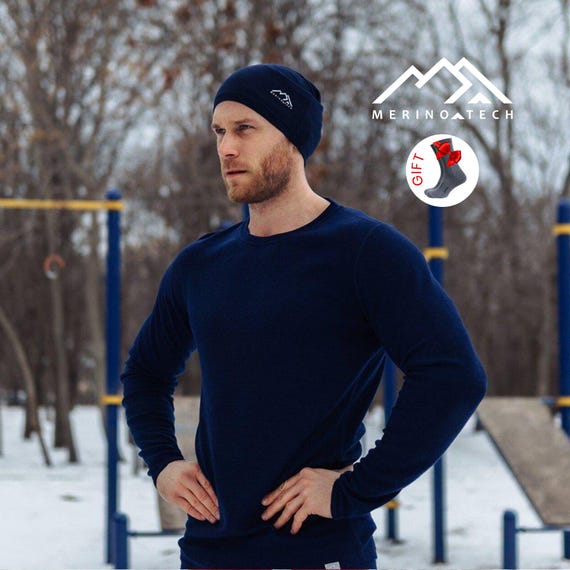 Merino wool top men's base layer top, premium merino wool sweatshirt, merino thermals